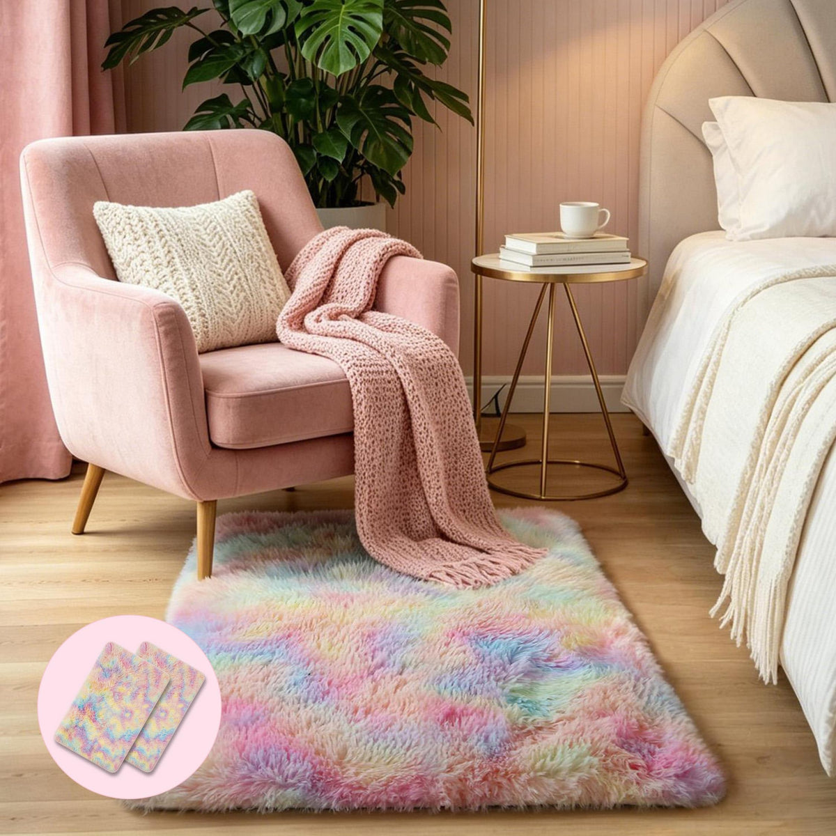 4x6 Light Grey Fluffy Shag Rug for Bedroom, Plush Washable Carpet