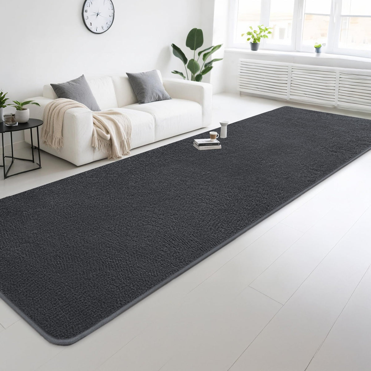 4x6 Ft Grey Modern Memory‑Foam Area Rug, Solid Indoor Carpet for Bedroom