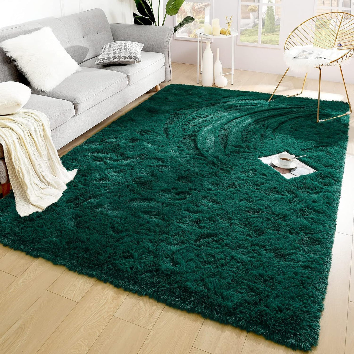 Merelax Soft Area Rug for Livingroom Bedroom, Machine Washable 4x6 Black Rugs Fluffy Shaggy Bedside Rug, Non Slip Indoor Carpet for Nursery Kids Room Home Decor Aesthetic
