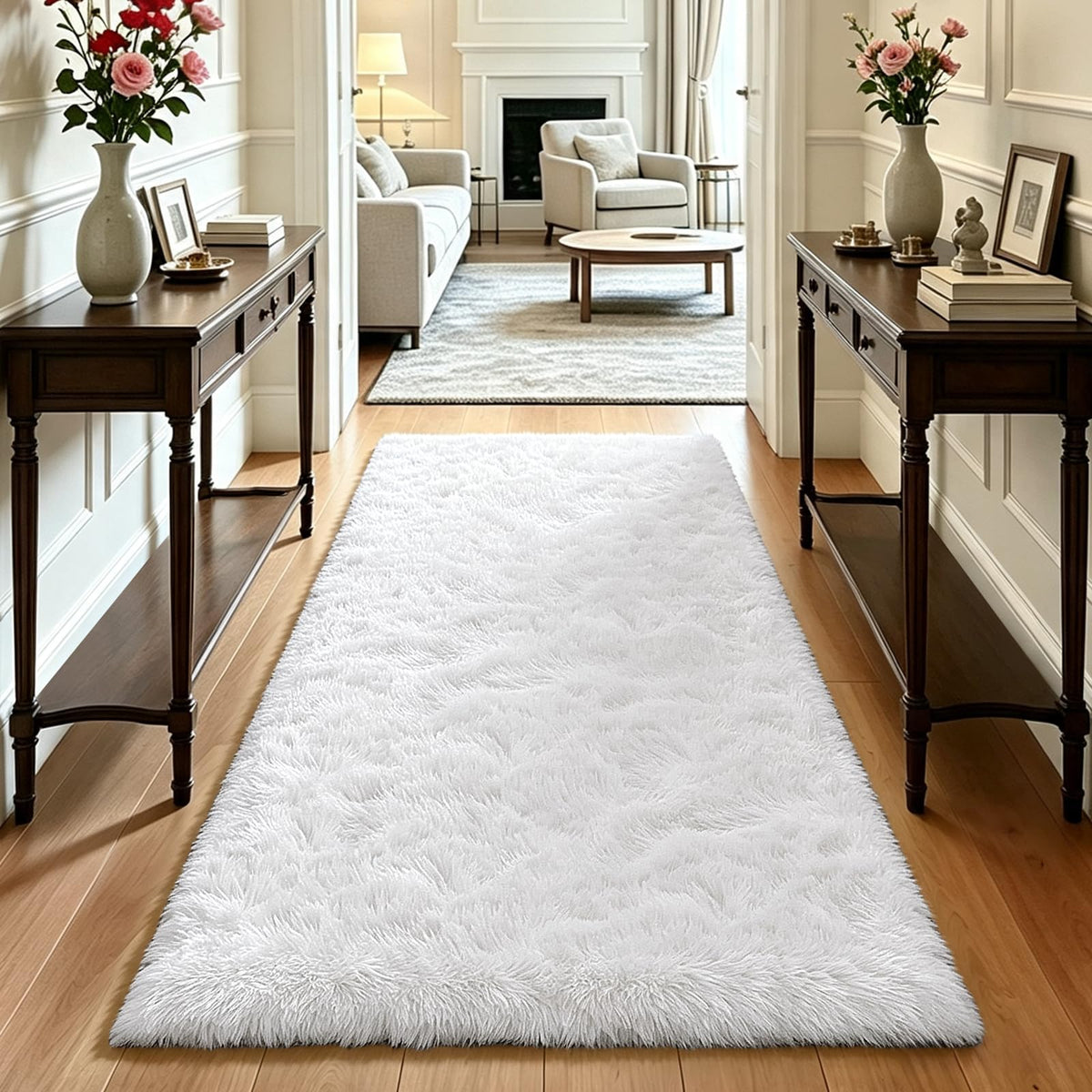 4x6 Beige Rug for Bedroom, Fluffy Shag Area Rug Small Rug Bedroom Carpet