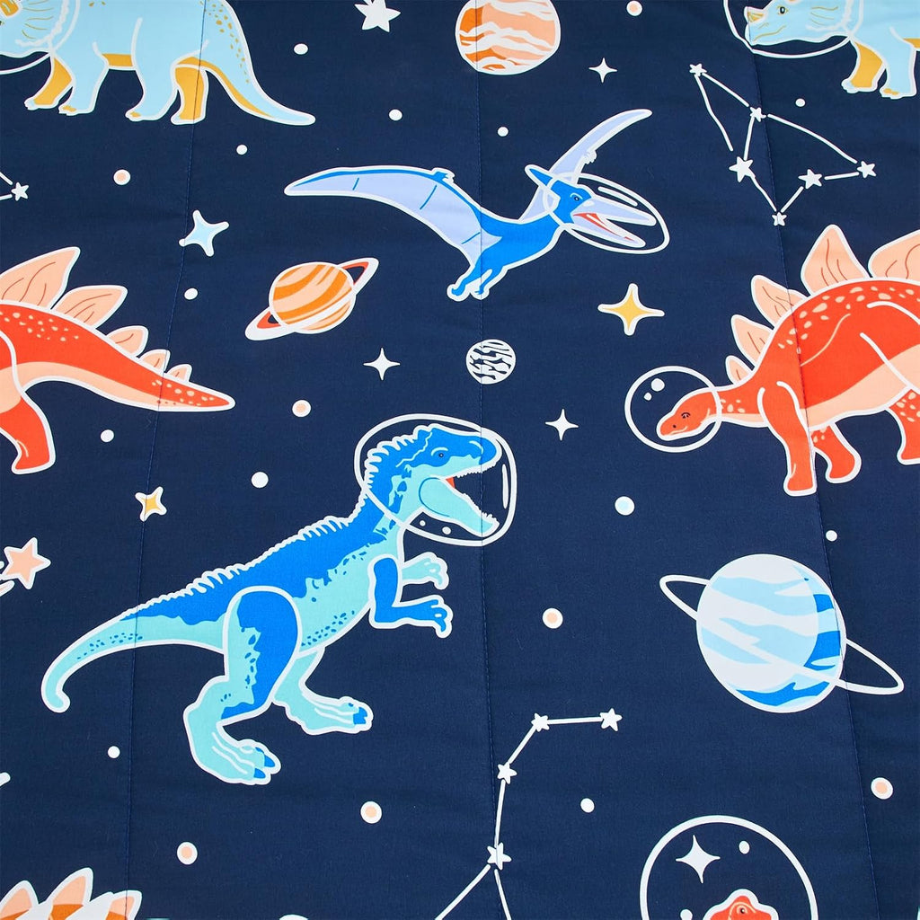 NTBED 5Pcs Glow in The Dark Kids Comforter Set Dinosaur Twin Bedding Set
