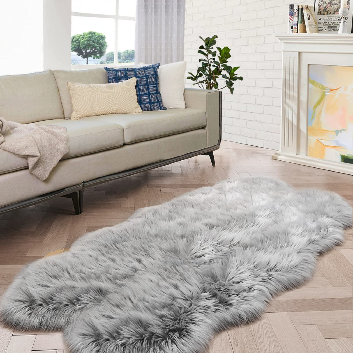 ORINOVA White Faux Sheepskin Fuzzy Fur Rugs for Bedroom Small Machine Washable Fluffy Area Rugs for Living Room 2x4 Shag Nursery Rug