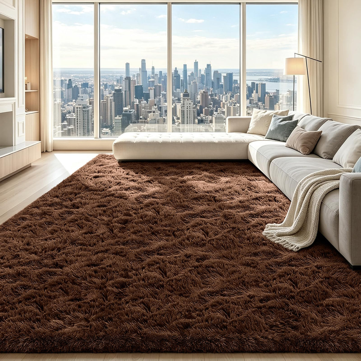 4x6 Beige Rug for Bedroom, Fluffy Shag Area Rug Small Rug Bedroom Carpet