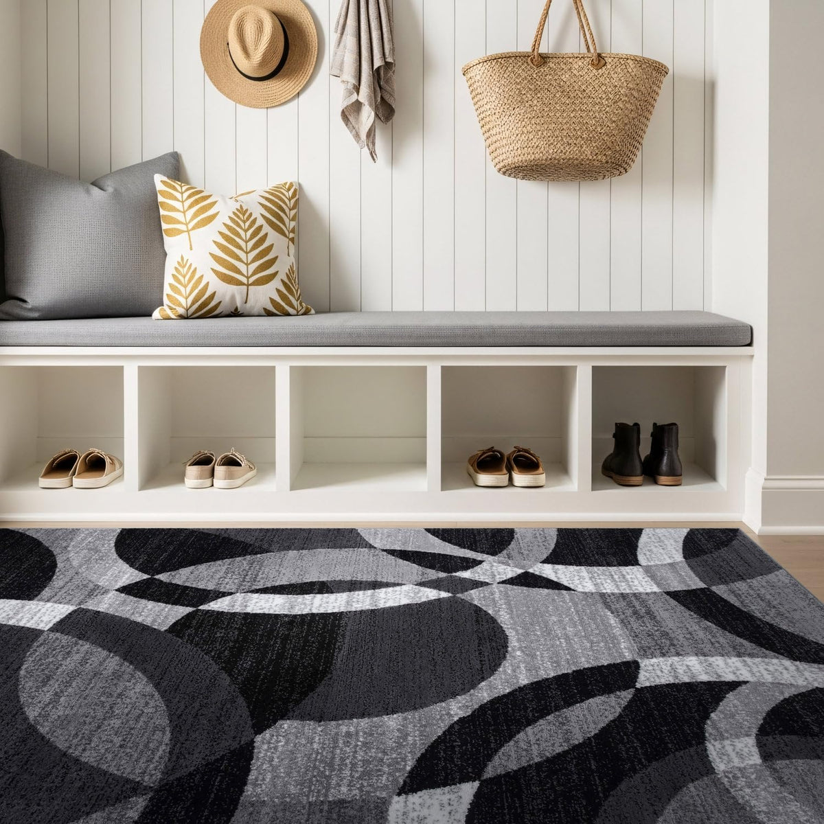 Rugshop Overlapping Circles Modern Geometric Area Rug Red 7'10" x 10'2"