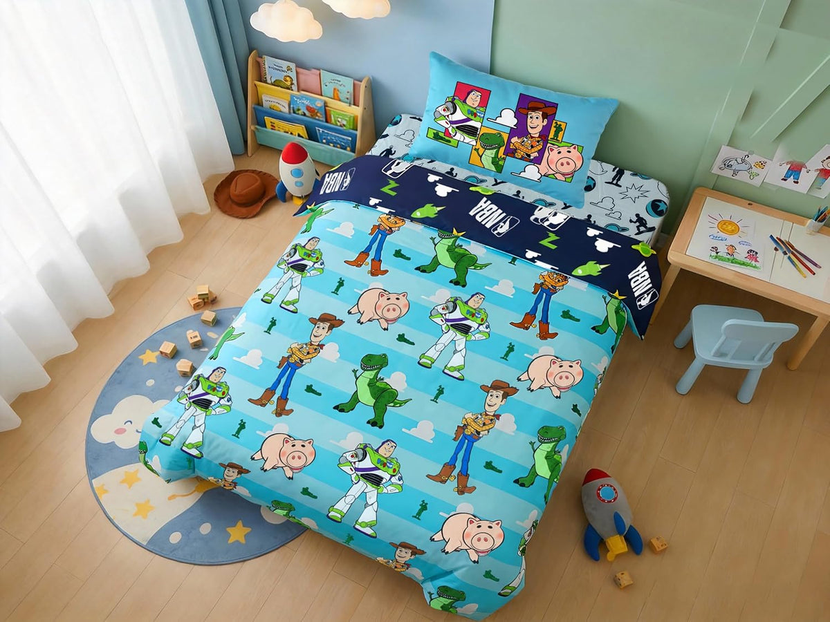 Northwest Disney Pixar Story Twin Comforter Set, Reversible Buzz Lightyear & Woody Design, Ultra Soft Fade Resistant Microfiber Kids Bedding Set, Officially Licensed