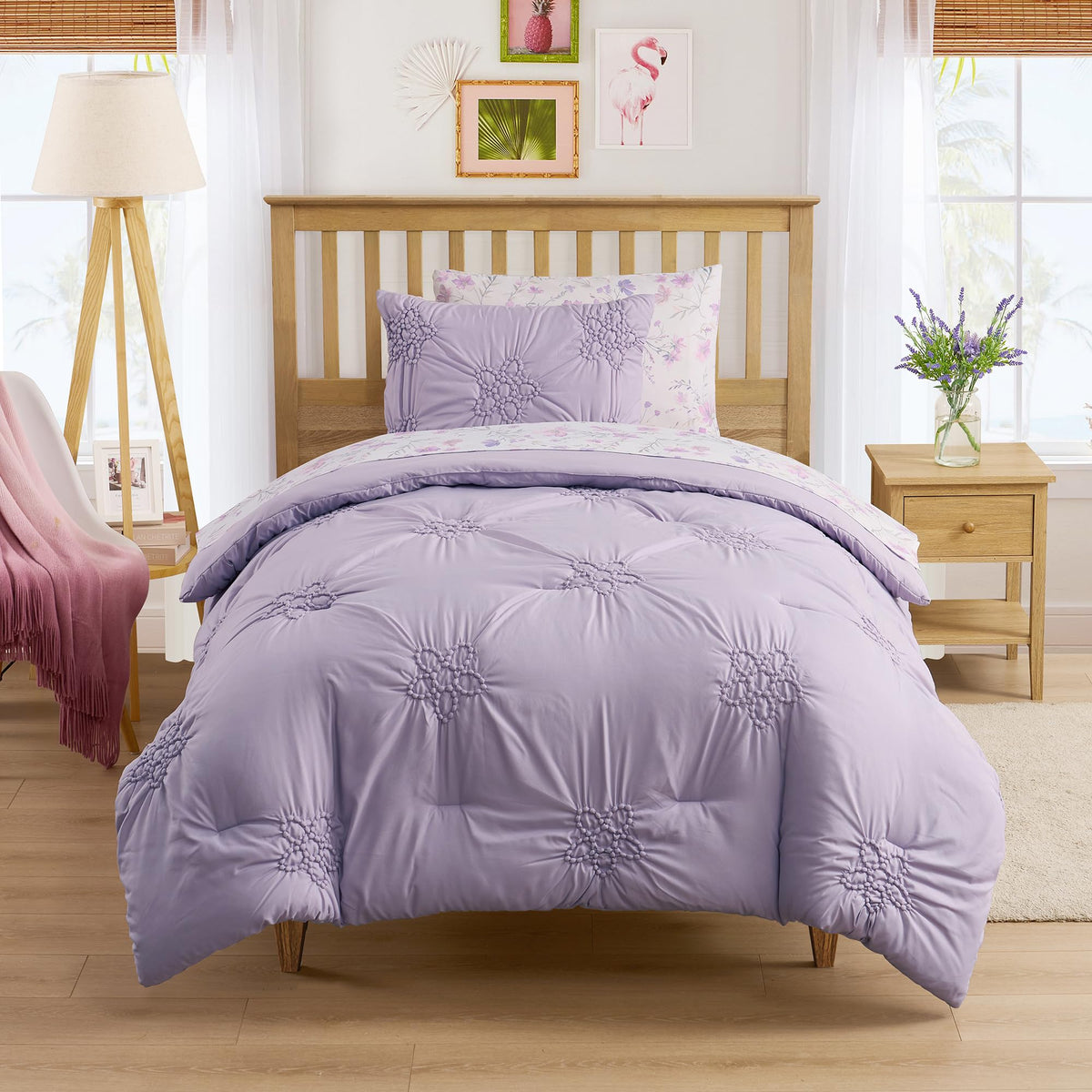 Kids Bedding Set Bed in a Bag for Boys and Girls Toddlers Printed Sheet Set and Comforter, Twin, Fairytale Princess