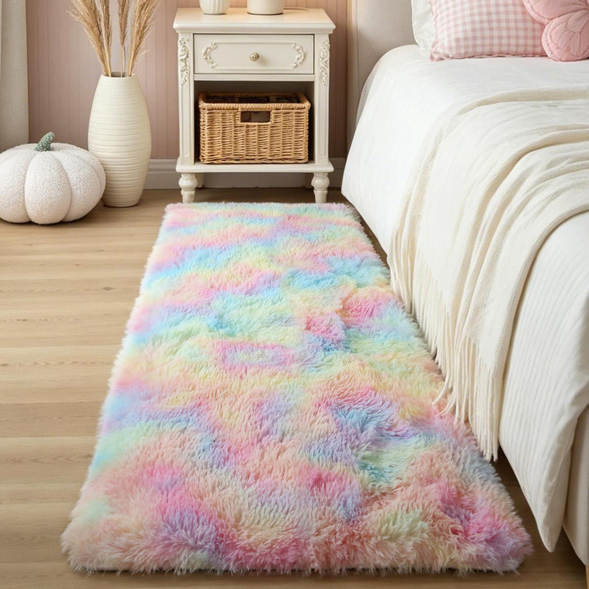4x6 Light Grey Fluffy Shag Rug for Bedroom, Plush Washable Carpet