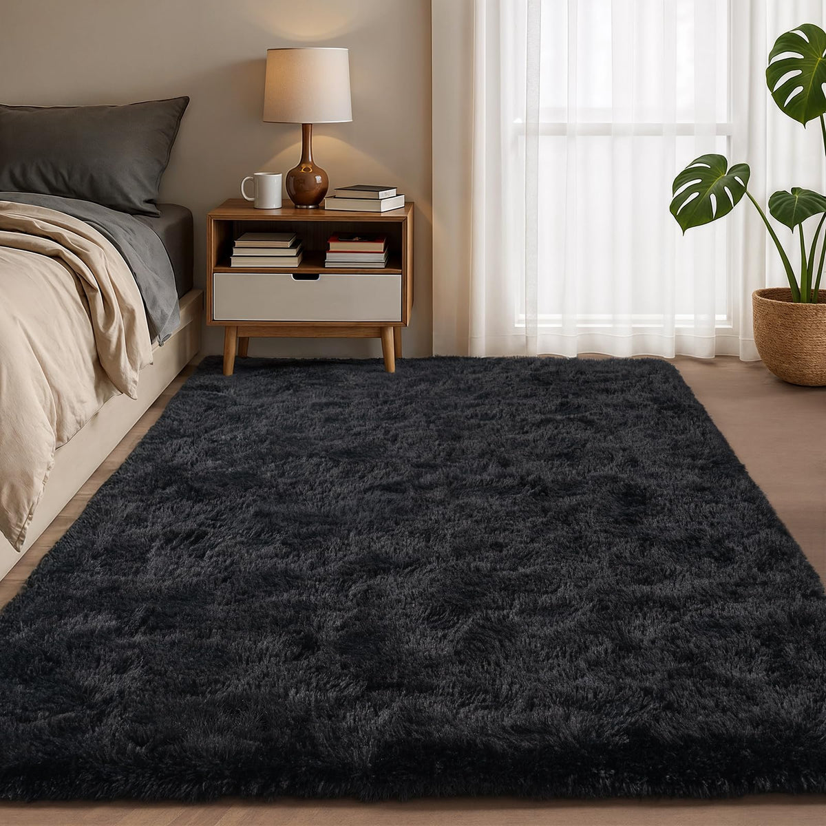 Zentavio Area Rugs for Living Room Grey Rugs for Bedroom 4x6 Carpet Fluffy Furry Soft Shag Aesthetic Plush High Pile Gray Throw Rug for Nursery Kids Room Dorm