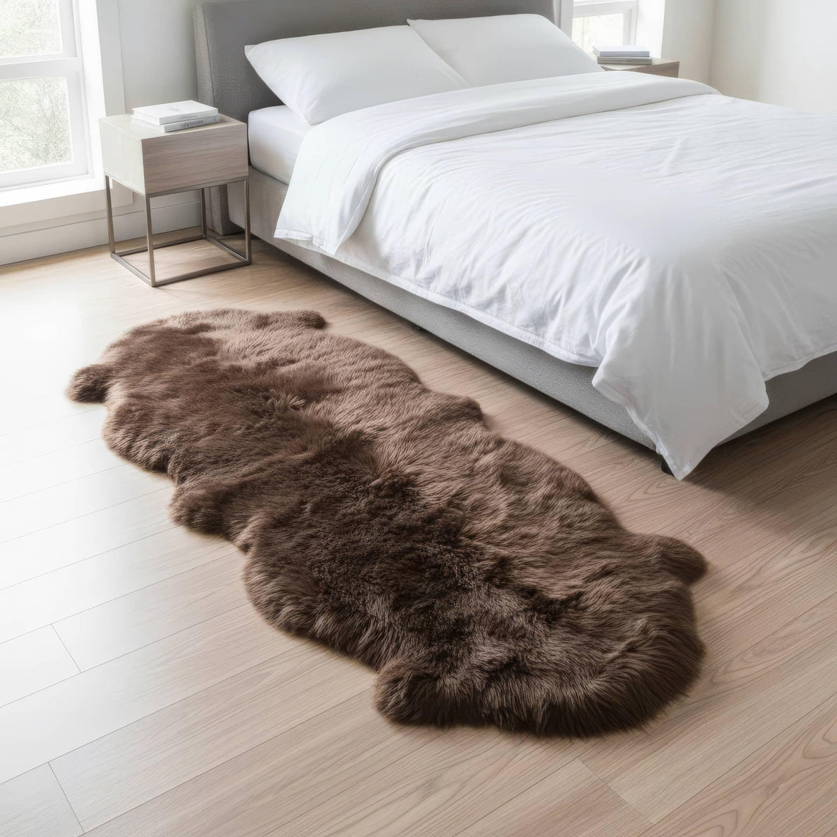Genuine Sheepskin Rug & Chair Cover Ivory 2X3 Real Fur Throw for Bedroom