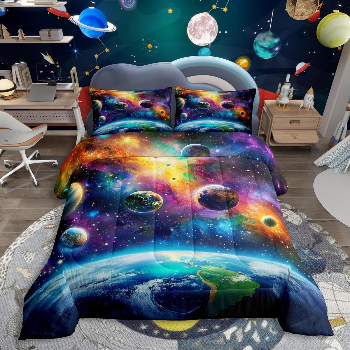 Feelyou Kids Construction Comforter Set Twin Bedding Sets for Boys Toddler Children Cartoon Cars Excavator Tractor Comforter Set Construction Machinery Truck Duvet Set Cars Bed Set with 1 Pillow Case
