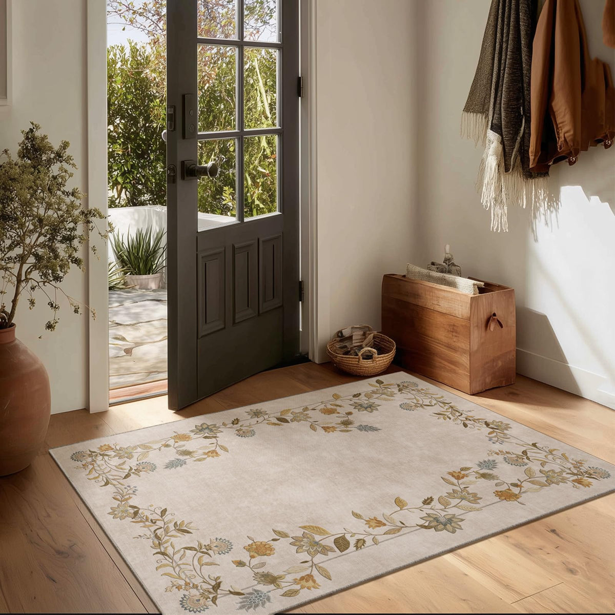 5x7 Area Rug for Living Room: Washable Bedroom Rug Non Slip Low Pile Carpet