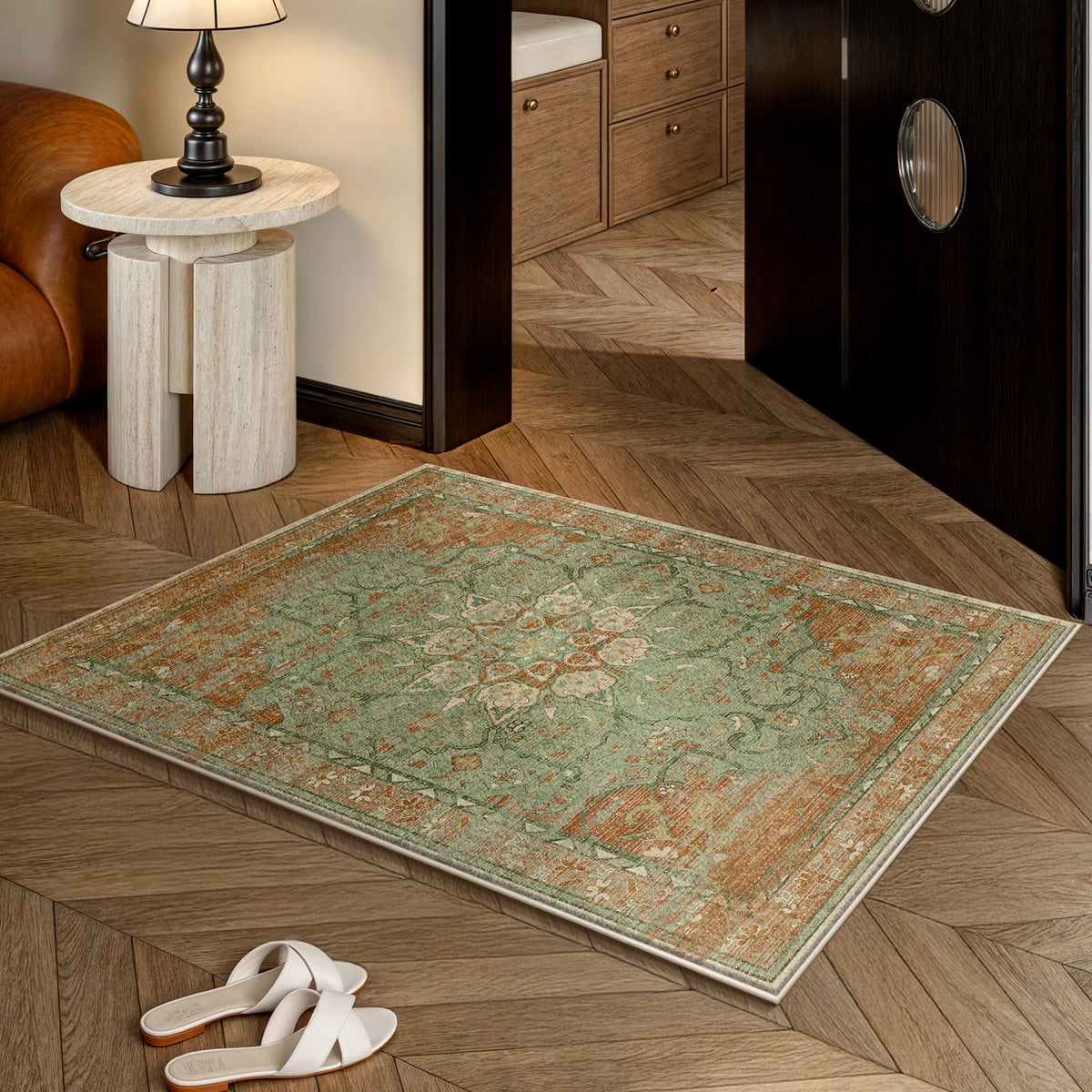 RUGIXE 5x7 ft Beige Washable Area Rug for Living Room,Vintage Boho,Non Slip