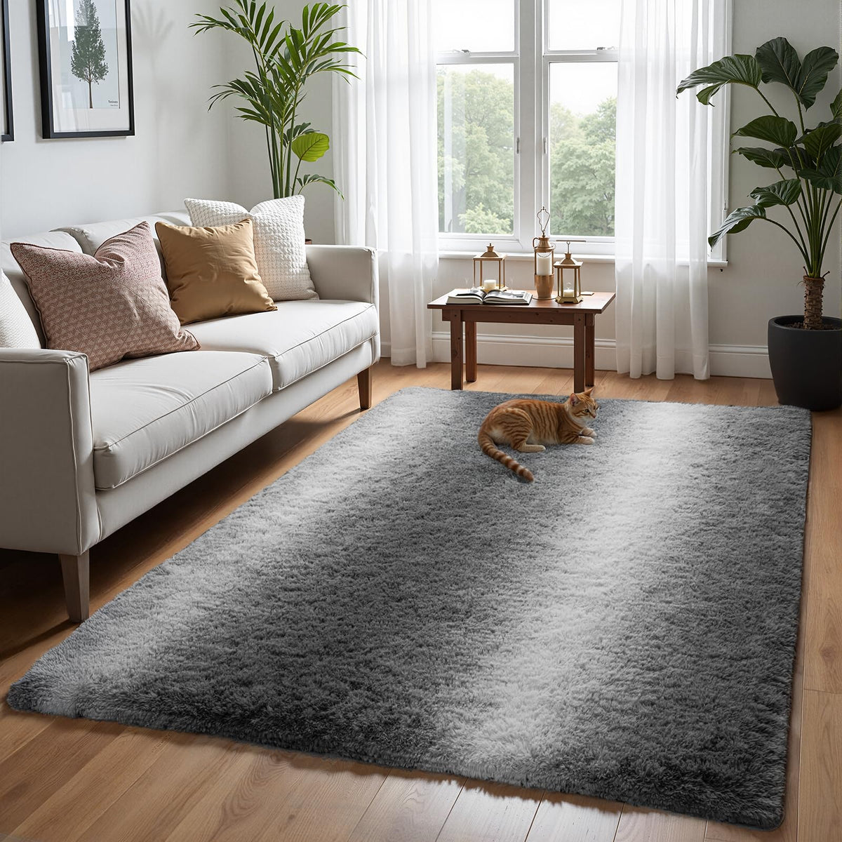 Zentavio Area Rugs for Living Room Grey Rugs for Bedroom 4x6 Carpet Fluffy Furry Soft Shag Aesthetic Plush High Pile Gray Throw Rug for Nursery Kids Room Dorm