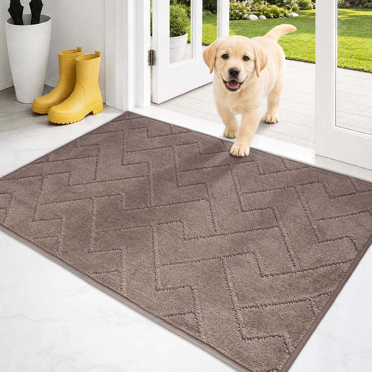 PURRUGS Dirt Trapping Door Mat Indoor Entrance, 20" x 31.5", Grey