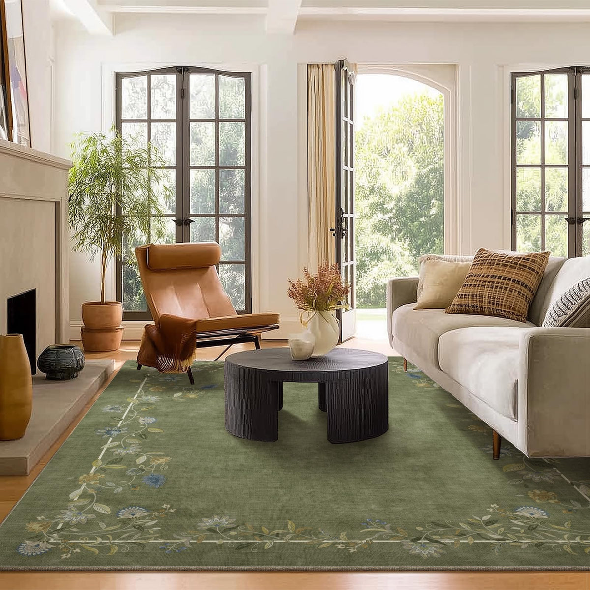 5x7 Area Rug for Living Room: Washable Bedroom Rug Non Slip Low Pile Carpet