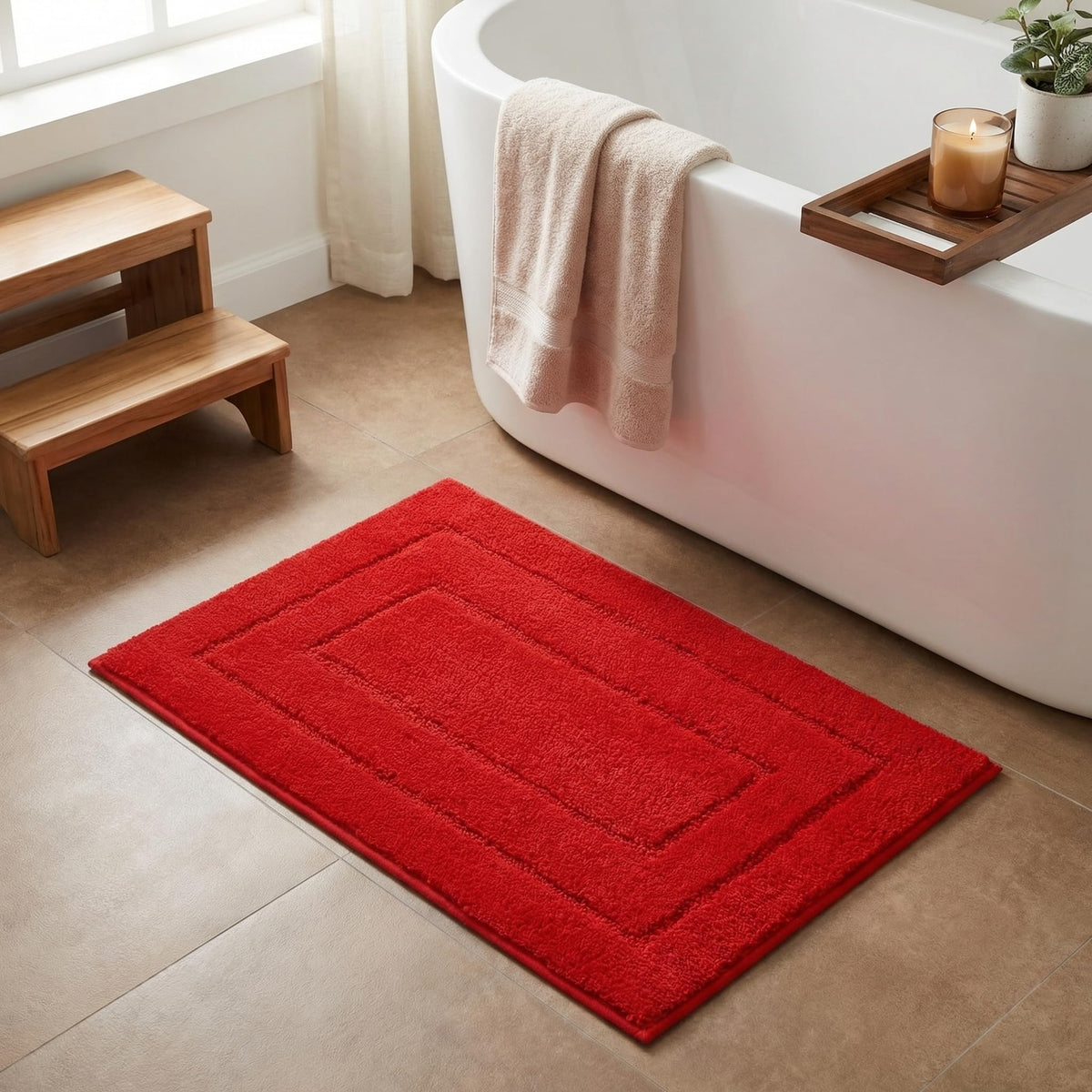 GRANNY SAYS Gray Bathroom Rug 16" x 24", Non-Slip Microfiber Bath Mat