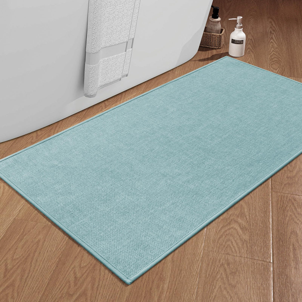 chakme Bathroom Rugs Mat 24x17, Ultra Thin Non Slip Bath Mat Small Quick Dry Absorbent Bath Mat for Bathroom Floor, (Dark Beige, 24"x17")