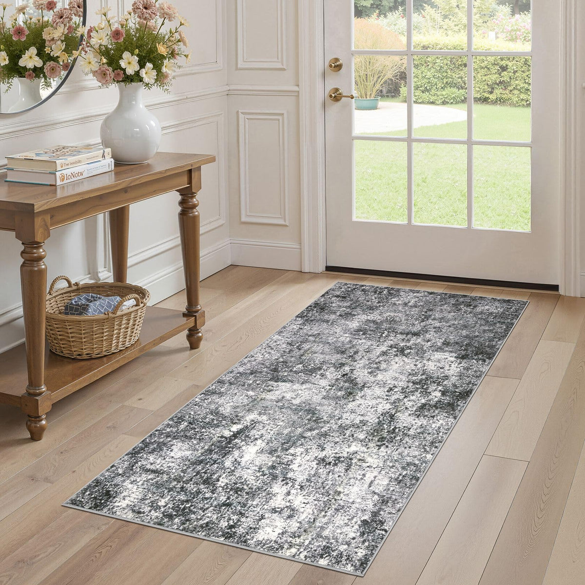DMOYEST Area Rug Living Room Rugs 5x7 Washable Abstract Beige Blue Carpet