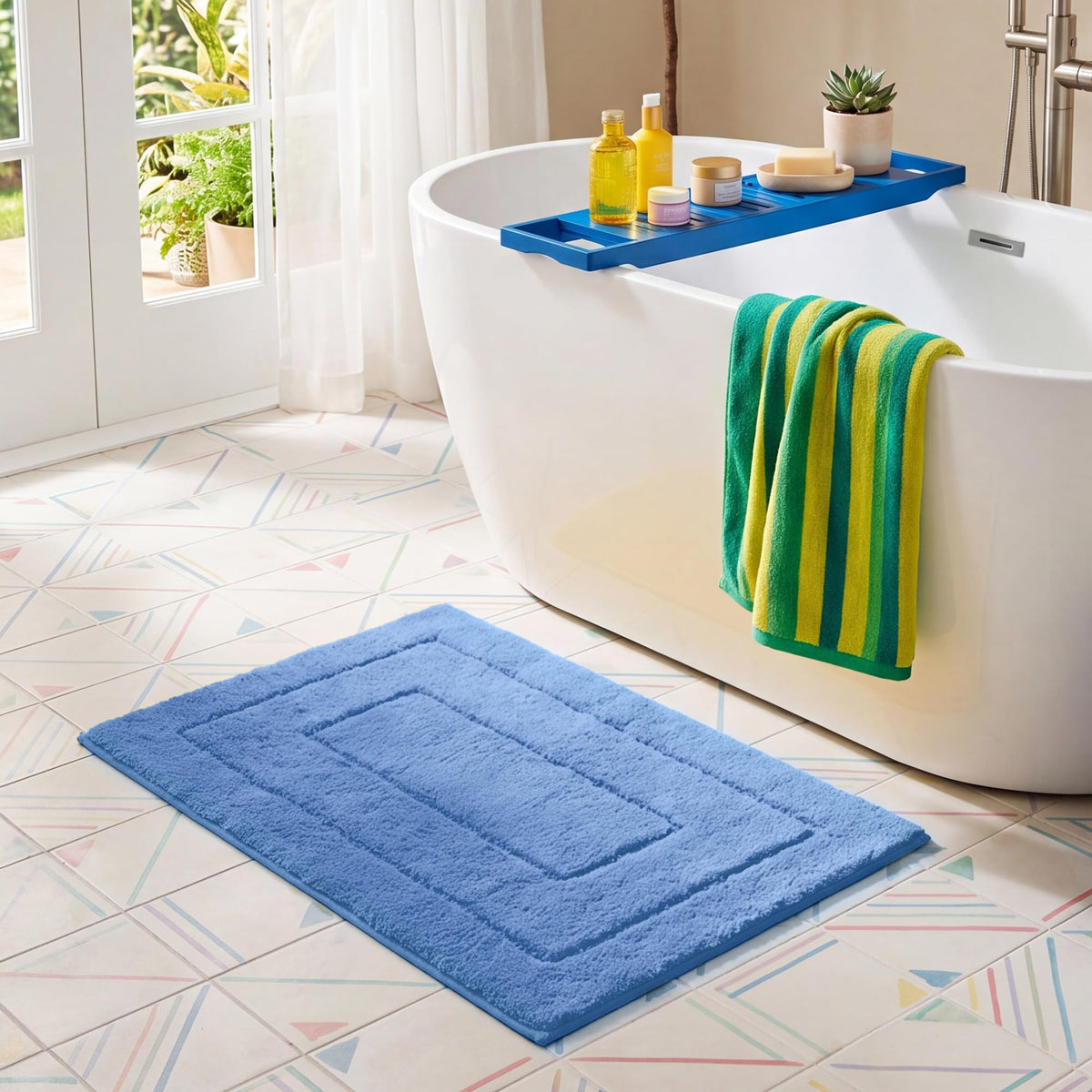 GRANNY SAYS Gray Bathroom Rug 16" x 24", Non-Slip Microfiber Bath Mat