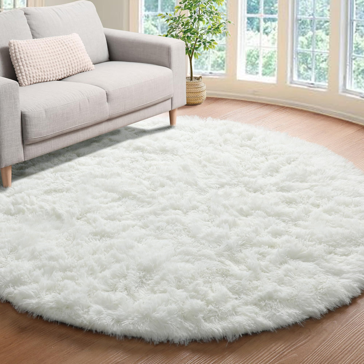 Area Rugs for Bedroom Living Room, 4x6 Fluffy Grey and Black Geometric Rug