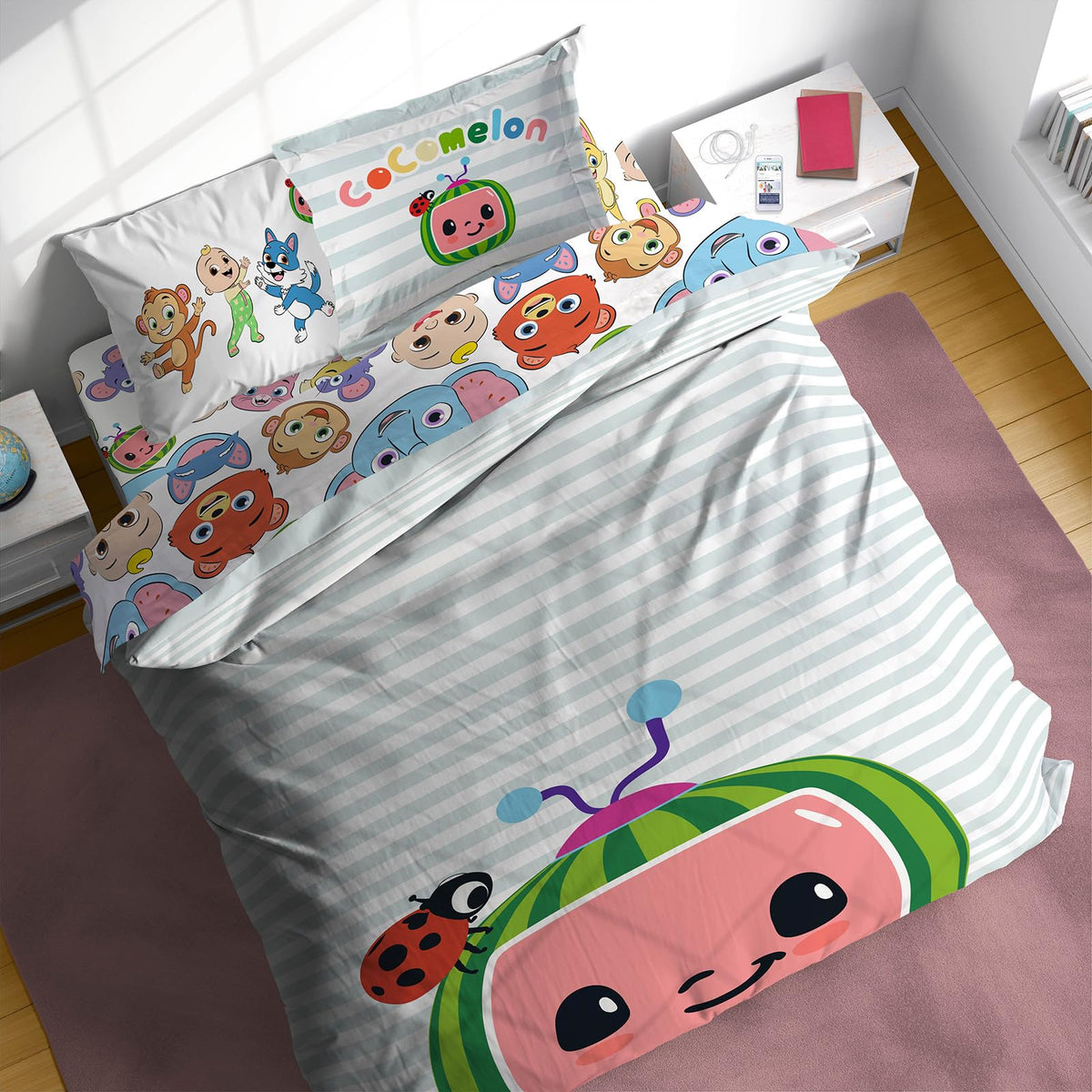 Sunny Side Up Bluey & Friends Full Comforter Set - 7 Piece Kids Bedding Includes Comforter, Sheets & Pillow Cover - Super Soft Microfiber Bed Set