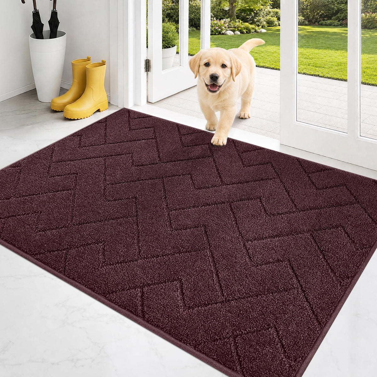 PURRUGS Dirt Trapping Door Mat Indoor Entrance, 20" x 31.5", Grey