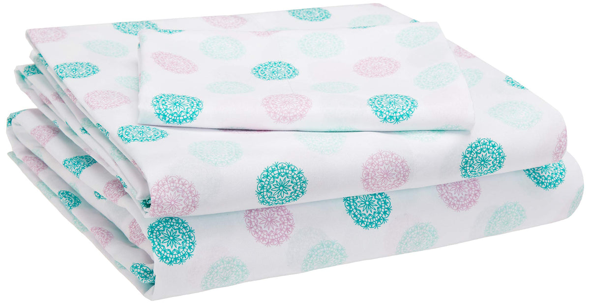 Amazon Basics Kid's Soft Easy-Wash Microfiber 3-Piece Sheet Set, Machine Washable, Twin, Navy Galaxy