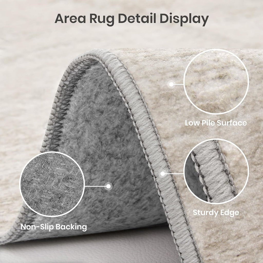 Valenrug Beige 8x10 Area Rugs for Living Room, Large Washable Rug Non Slip