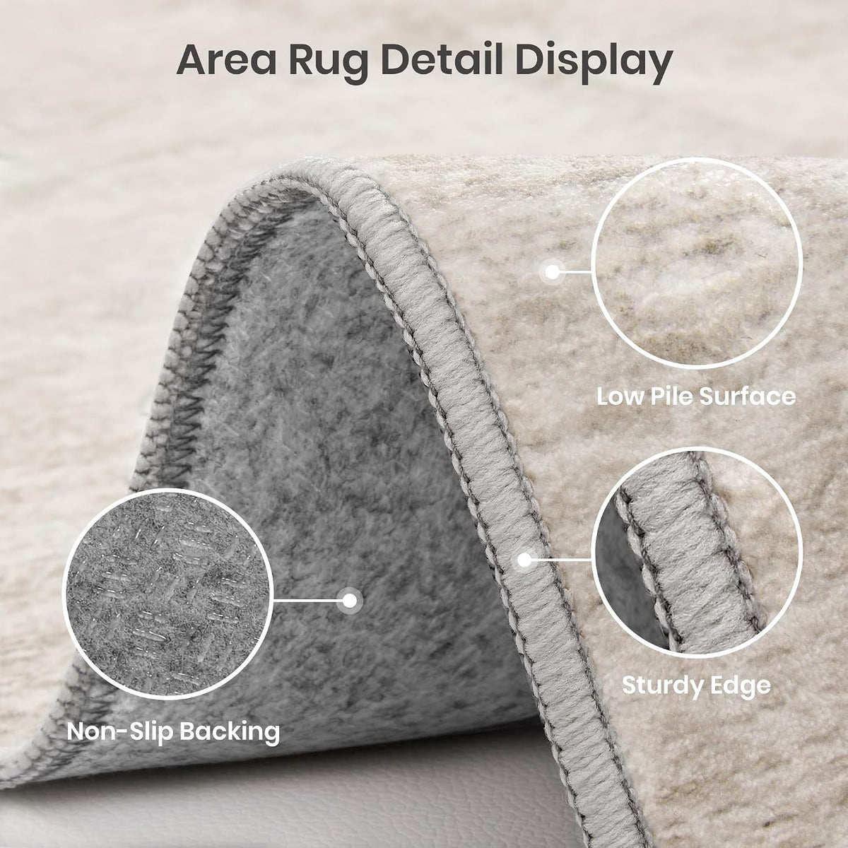 Valenrug Beige 8x10 Area Rugs for Living Room, Large Washable Rug Non Slip