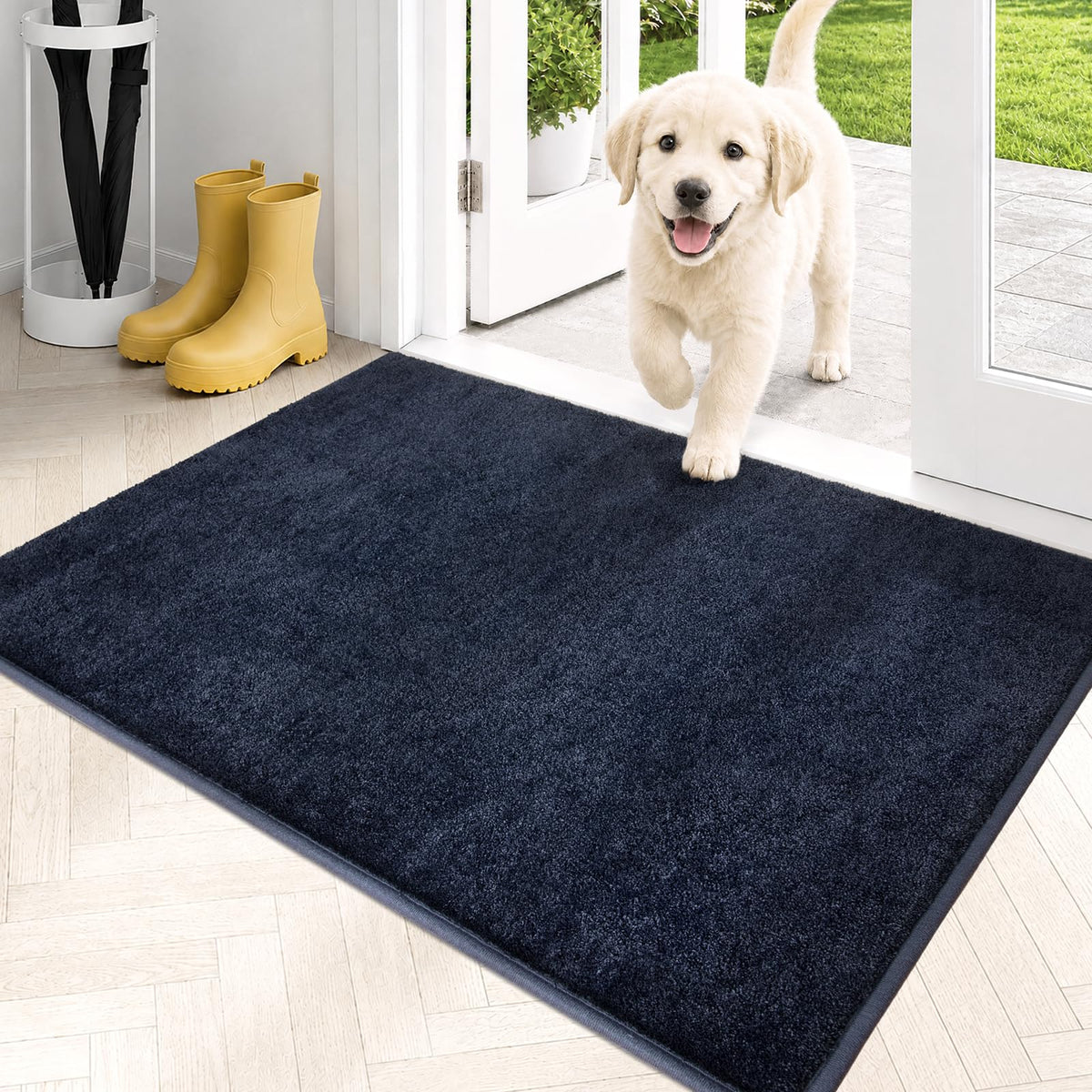 PURRUGS Dirt Trapping Indoor Door Mat, 20" x 31.5", Bluish Grey-Black