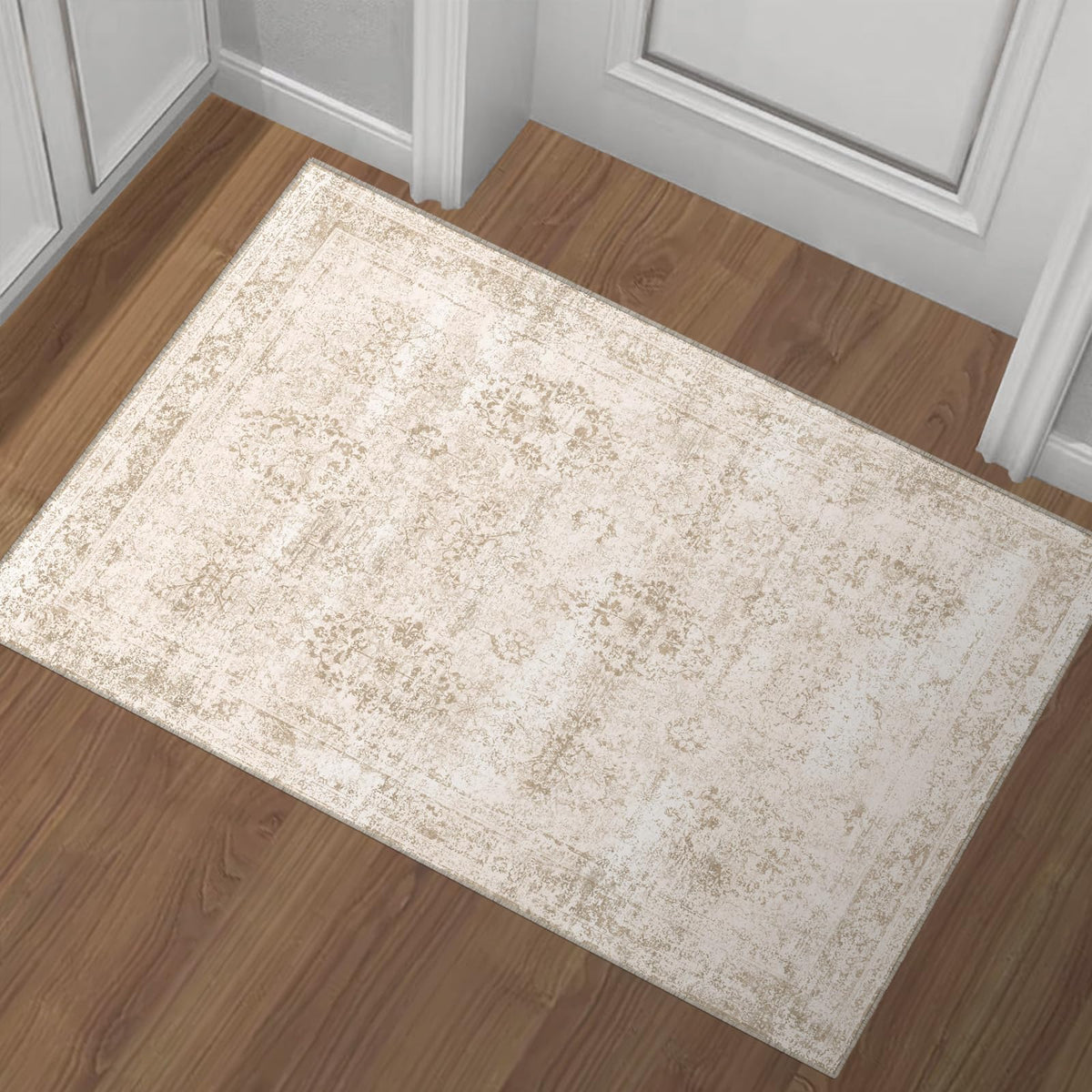 2x3 Washable Rug for Kitchen & Bedroom Floor or Entryway, Soft Indoor Mat for Inside House, Small Throw Carpet Bathroom Rug, Gray Carpet
