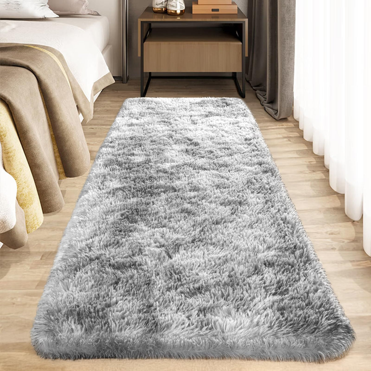 Zentavio Area Rugs for Living Room Grey Rugs for Bedroom 4x6 Carpet Fluffy Furry Soft Shag Aesthetic Plush High Pile Gray Throw Rug for Nursery Kids Room Dorm