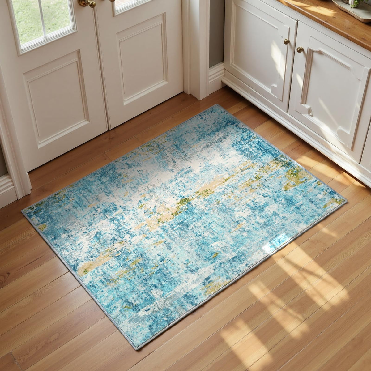 Living Room Rug 5x7 Gray Area Rug Machine Washable Boho Rug Non Slip Abstract Vintage Indoor Large Rugs for Bedroom, Classroom, College Dorm, Farmhouse, Dining Room, Kids Playroom