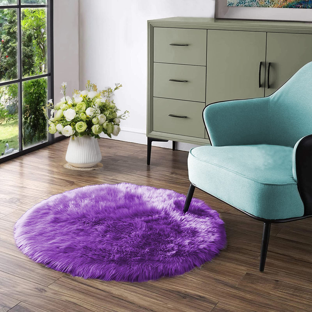 Latepis White Faux Fur Sheepskin Rug 4x6 for Living Room, Fuzzy Rugs Fluffy Washable Rug for Bedroom, Playroom, Luxury Room Decor, Rectangle