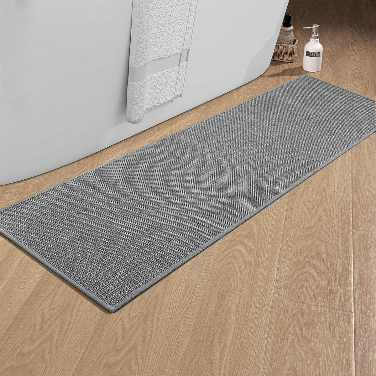chakme Bathroom Rugs Mat 24x17, Ultra Thin Non Slip Bath Mat Small Quick Dry Absorbent Bath Mat for Bathroom Floor, (Dark Beige, 24"x17")