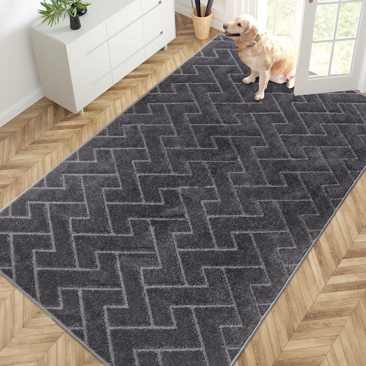PURRUGS Dirt Trapping Door Mat Indoor Entrance, 20" x 31.5", Grey