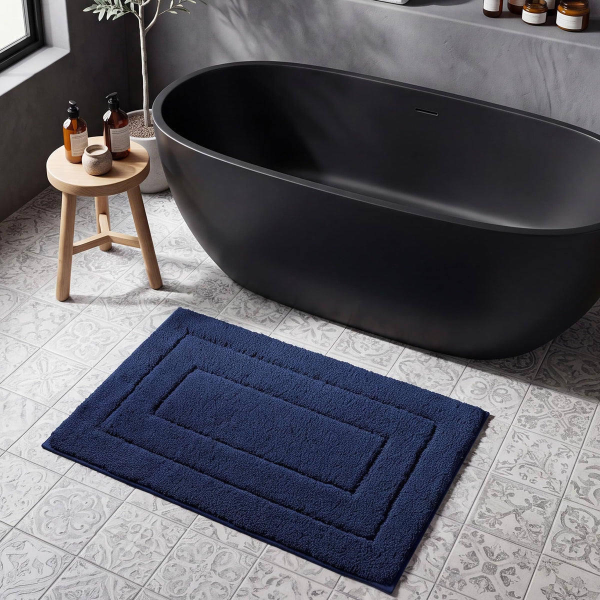 GRANNY SAYS Gray Bathroom Rug 16" x 24", Non-Slip Microfiber Bath Mat