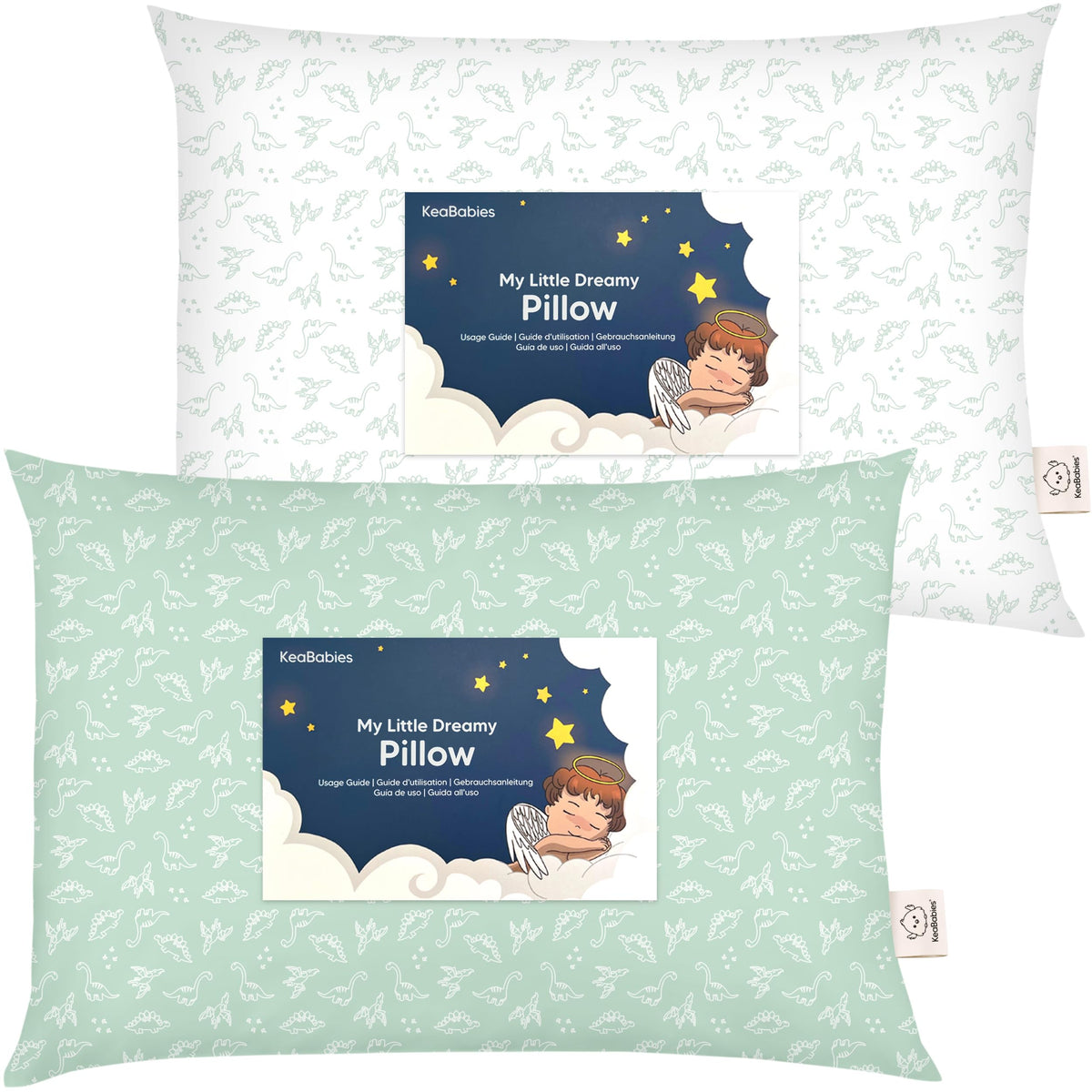 KeaBabies 2pk Toddler Pillows 2 Year Old to 5,14x20 Kids Pillow(Soft White)