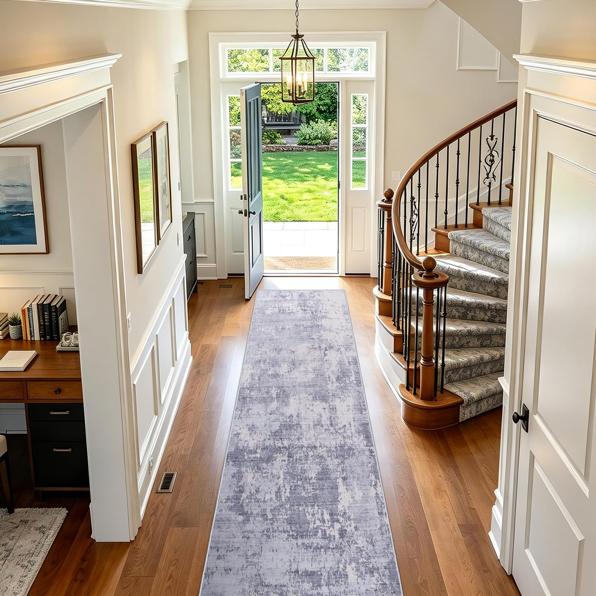 5x7 Area Rugs Living Room Rug Abstract Washable Rug Non-Slip Soft Low Pile Indoor Floor Stain Resistant Thin Carpet for Bedroom Dining Room Home Office Farmhouse Nursery - Light Gray & Cream 5' x 7'