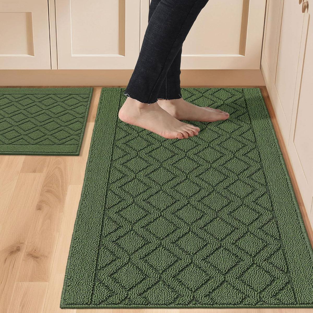 COSY HOMEER 48x20Inch/30X20Inch Kitchen Rug Mats,Grey