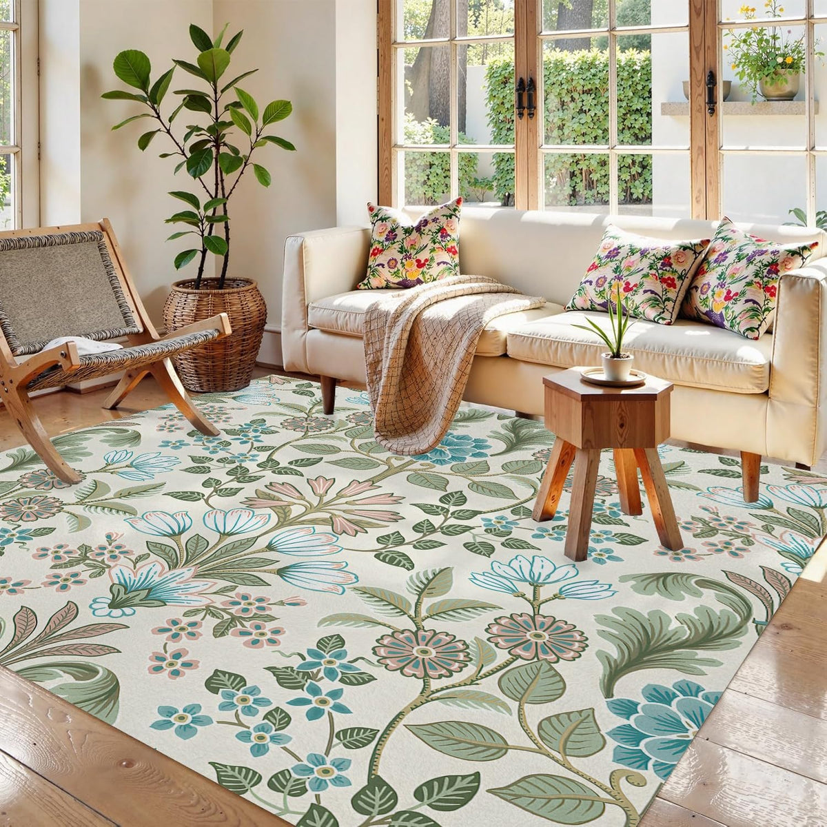 Vintage 5x7 Rug - Geometric Pattern Rug 2x6 - Colorful Rug for Bedroom Dining Room Kitchen Entryway Indoor Nostalgic Carpet, Non Slip & Soft Low Pile Indoor Washable Rugs for Women Teens J4