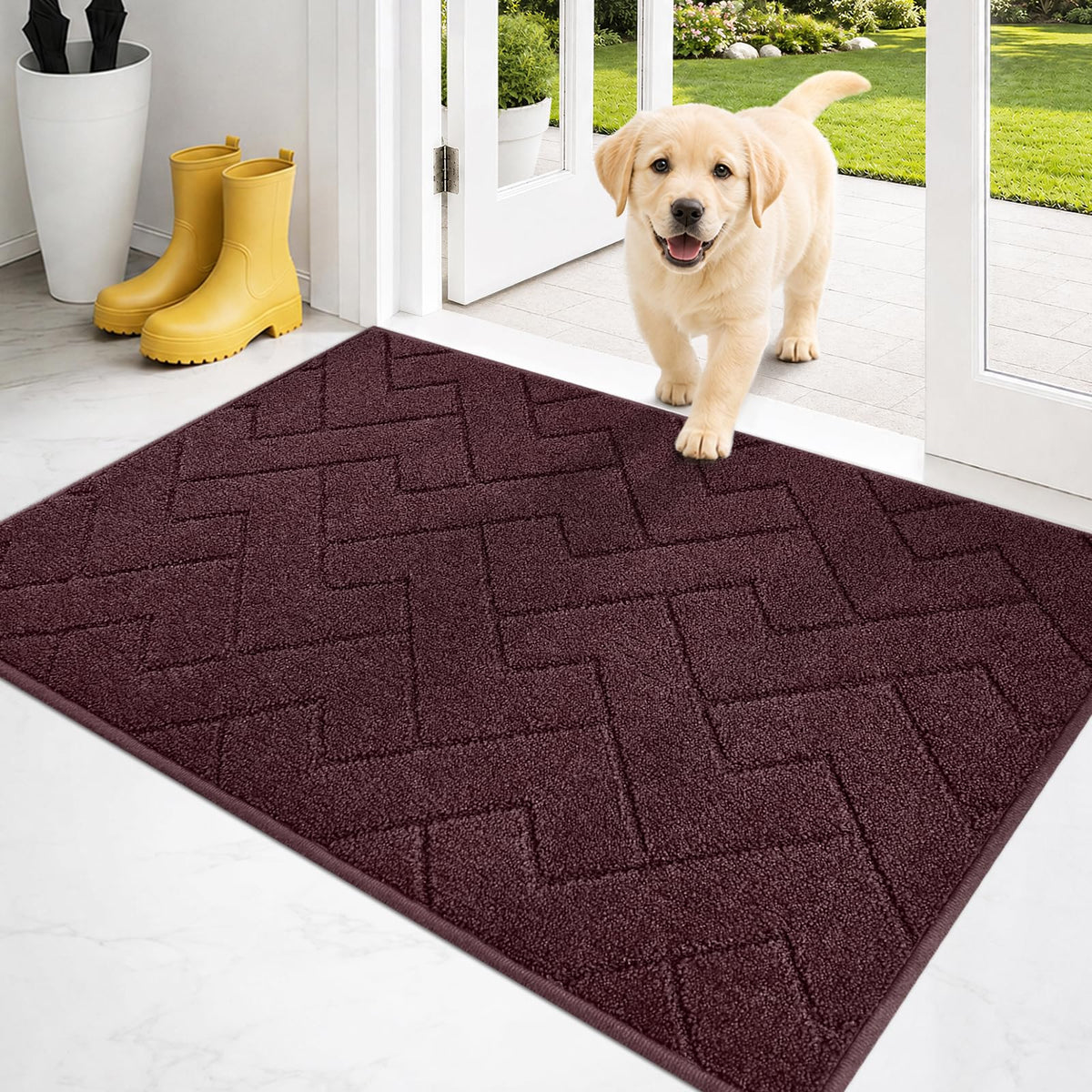PURRUGS Dirt Trapping Door Mat Indoor Entrance, 20" x 31.5", Grey