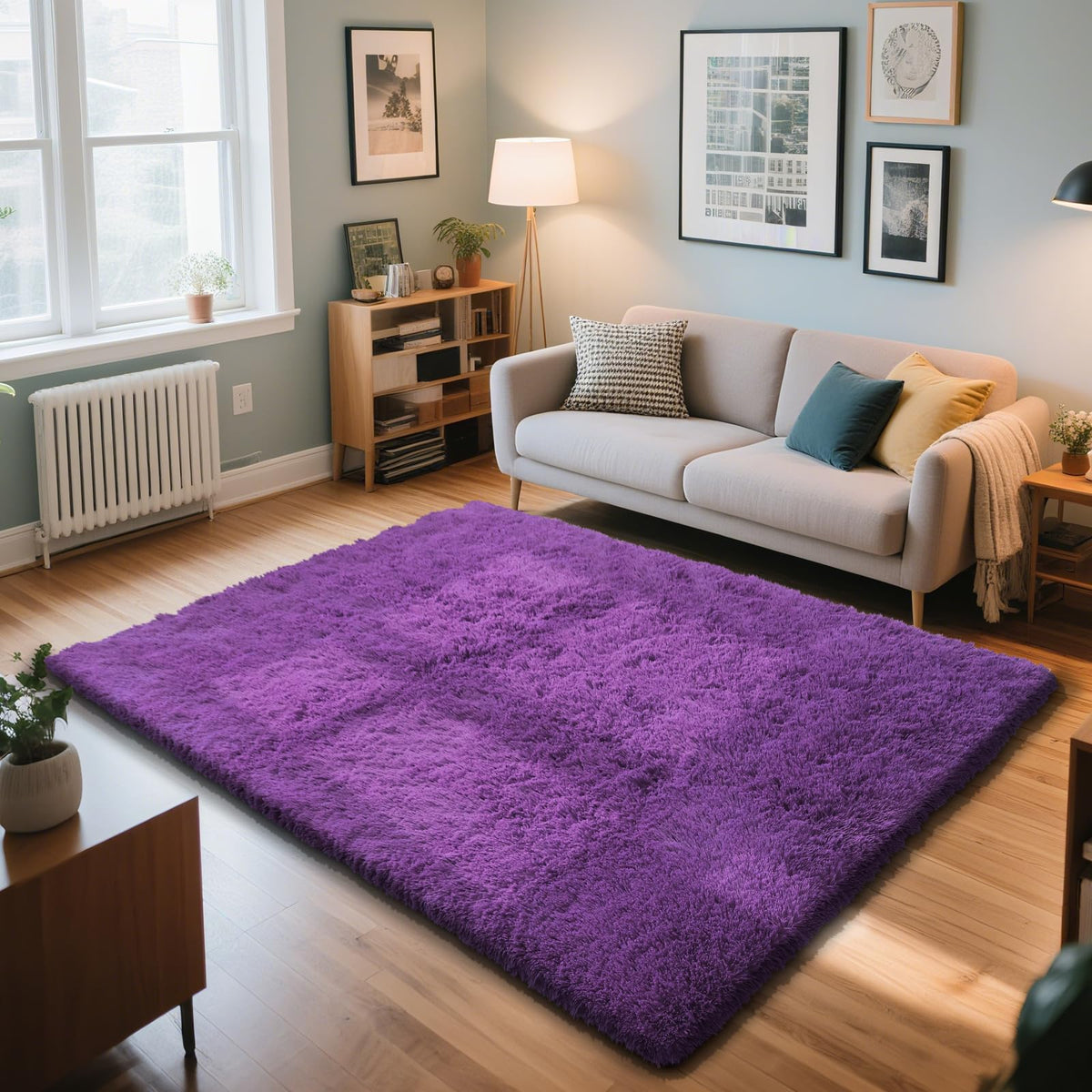 4x6 Beige Rug for Bedroom, Fluffy Shag Area Rug Small Rug Bedroom Carpet
