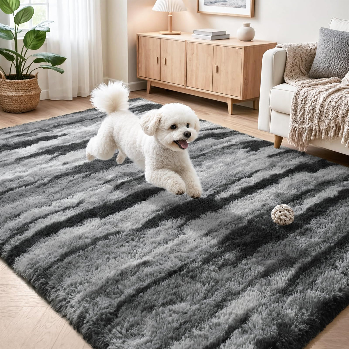 Zentavio Area Rugs for Living Room Grey Rugs for Bedroom 4x6 Carpet Fluffy Furry Soft Shag Aesthetic Plush High Pile Gray Throw Rug for Nursery Kids Room Dorm