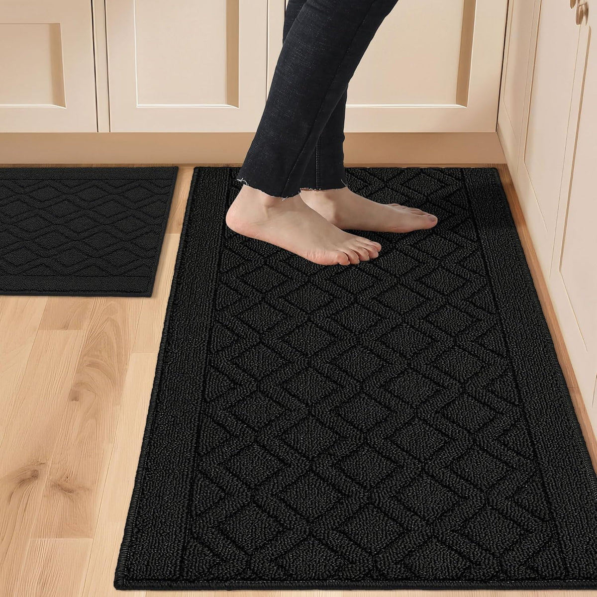 COSY HOMEER 48x20Inch/30X20Inch Kitchen Rug Mats,Grey