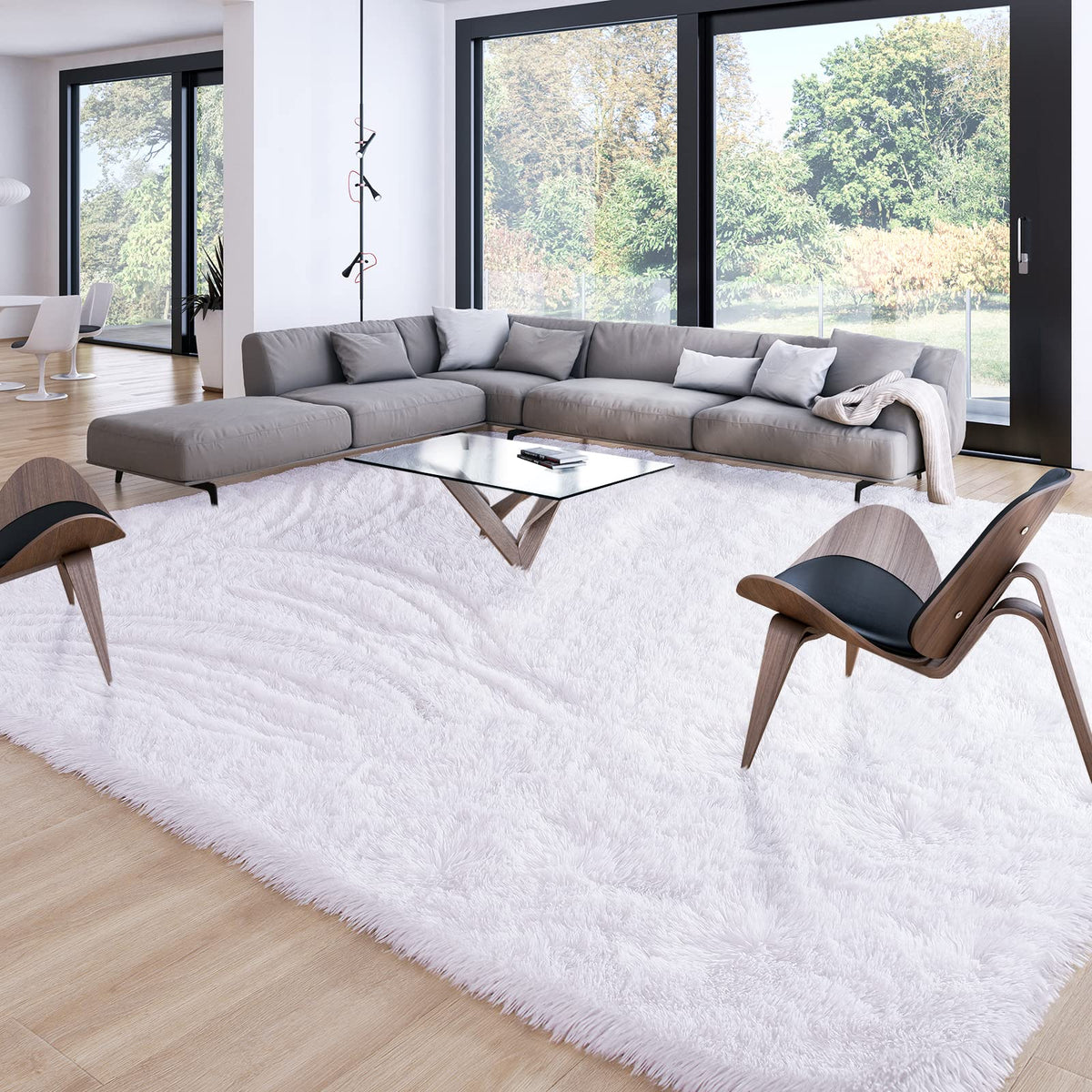 Merelax Soft Area Rug for Livingroom Bedroom, Machine Washable 4x6 Black Rugs Fluffy Shaggy Bedside Rug, Non Slip Indoor Carpet for Nursery Kids Room Home Decor Aesthetic