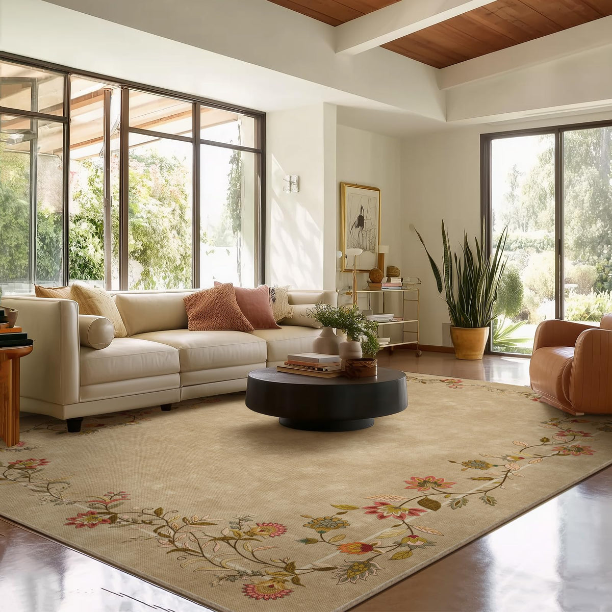 5x7 Area Rug for Living Room: Washable Bedroom Rug Non Slip Low Pile Carpet