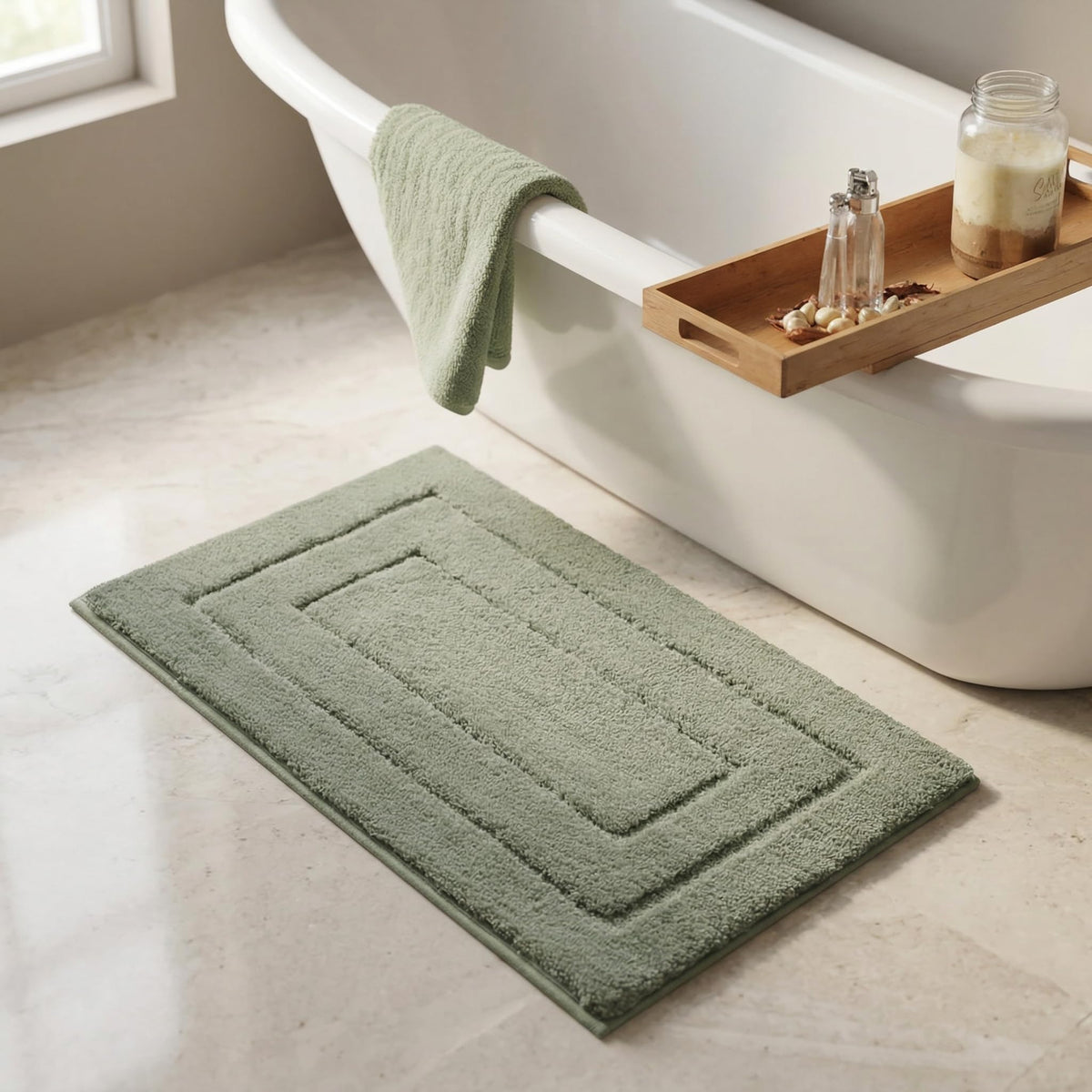 GRANNY SAYS Gray Bathroom Rug 16" x 24", Non-Slip Microfiber Bath Mat