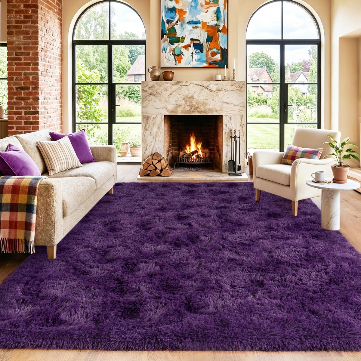 Black Rug for Bedroom, Soft Shaggy Modern Shag 4x6 Area Rugs for Living Room, Upgrade Non-Slip Plush Fluffy Carpet for Kids Boys Girls Room Dorm Home Decor Aesthetic