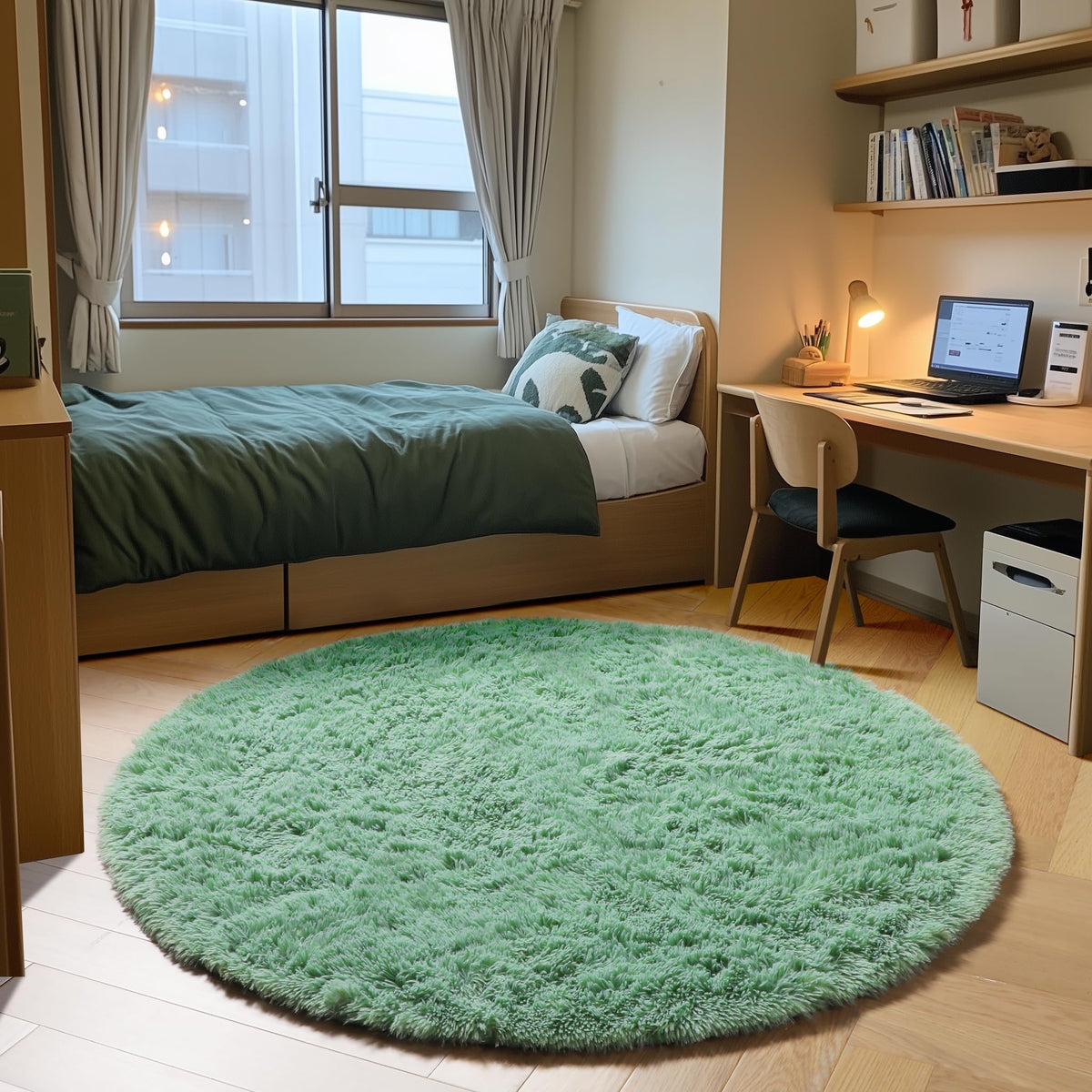 Area Rugs for Bedroom Living Room, 4x6 Fluffy Grey and Black Geometric Rug